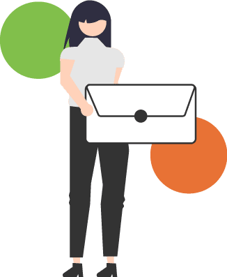 Illustration of a woman holding a mail